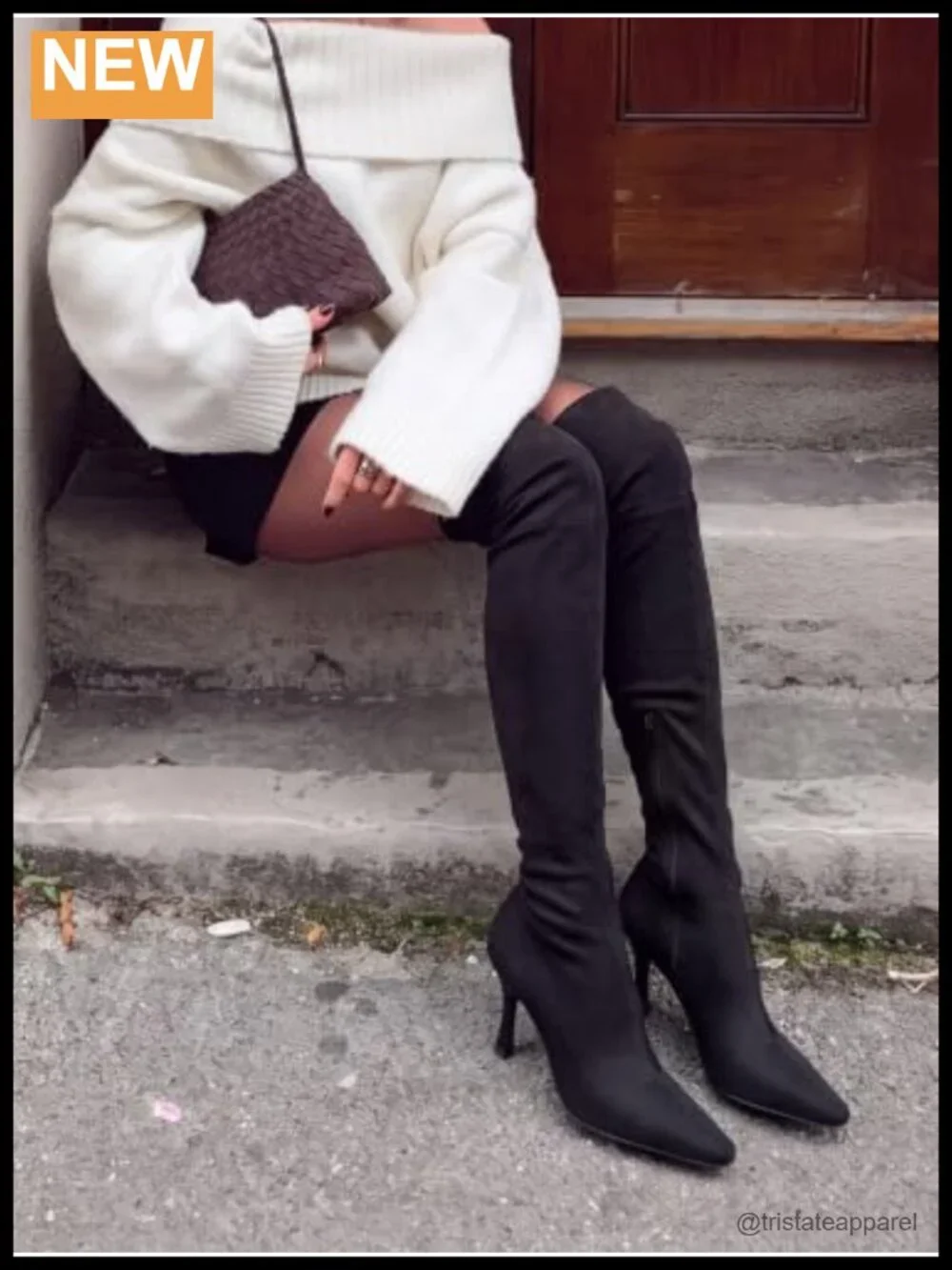 Coutgo Faux Suede Over The Knee Kitten Heel Boots Side Zip Dress Boots